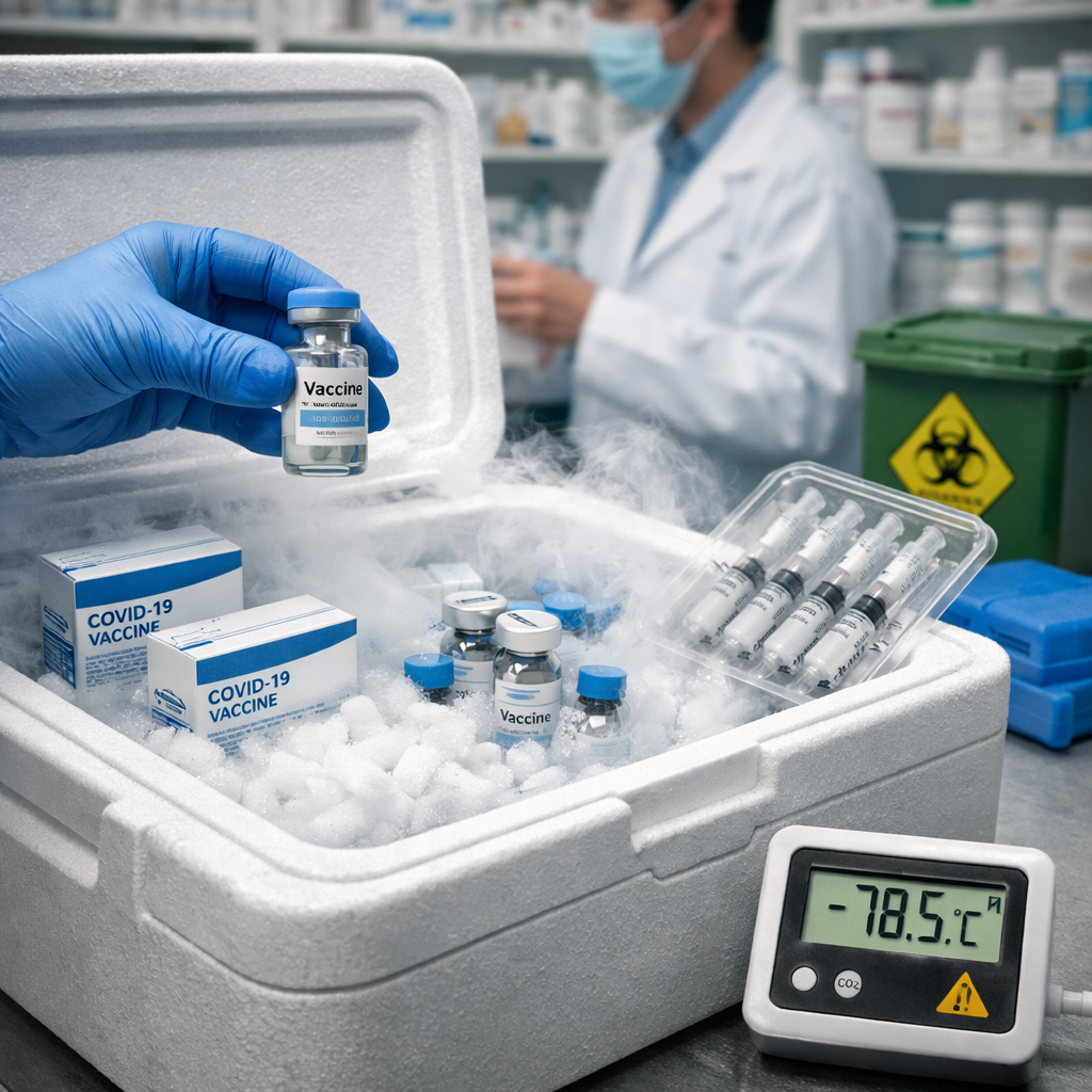 Glace carbonique en pharmacie : conservation des médicaments thermosensibles